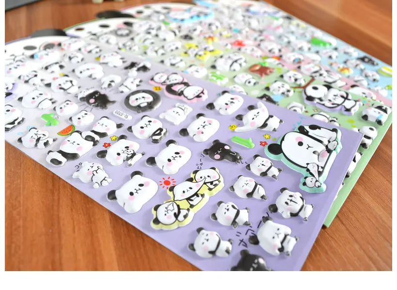Kawaii 3D Puffy Panda Daily Life Stickers Scrapbooking Diy Journal Stationery Sticker Cute Deco Aesthetic Art Supplies