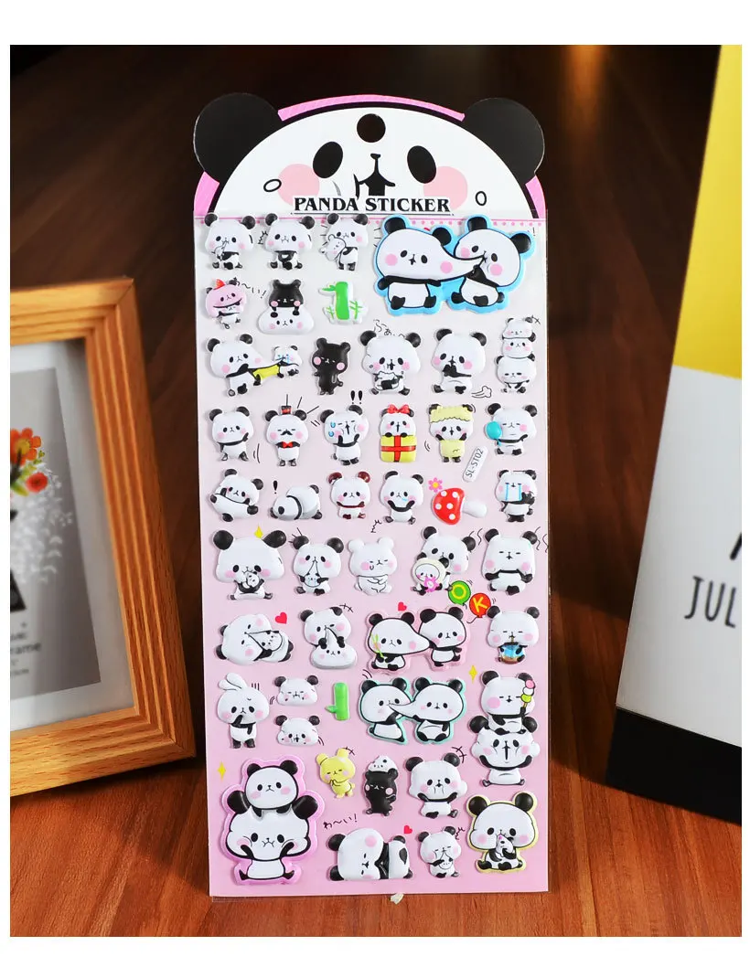 Kawaii 3D Puffy Panda Daily Life Stickers Scrapbooking Diy Journal Stationery Sticker Cute Deco Aesthetic Art Supplies
