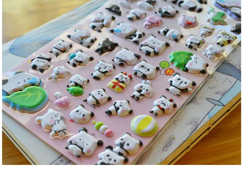 Kawaii 3D Puffy Panda Daily Life Stickers Scrapbooking Diy Journal Stationery Sticker Cute Deco Aesthetic Art Supplies