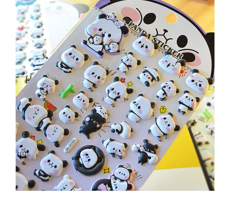Kawaii 3D Puffy Panda Daily Life Stickers Scrapbooking Diy Journal Stationery Sticker Cute Deco Aesthetic Art Supplies