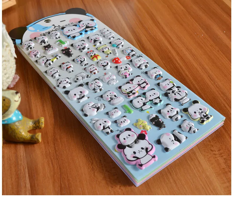 Kawaii 3D Puffy Panda Daily Life Stickers Scrapbooking Diy Journal Stationery Sticker Cute Deco Aesthetic Art Supplies