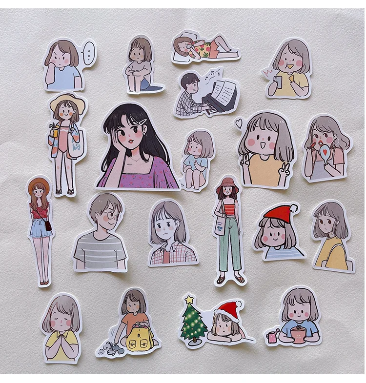 60pcs Korean Ins Hand-painted Stickers For Boys Girls Decorated With Waterproof Small Patterns For Girls' Daily Hand Account