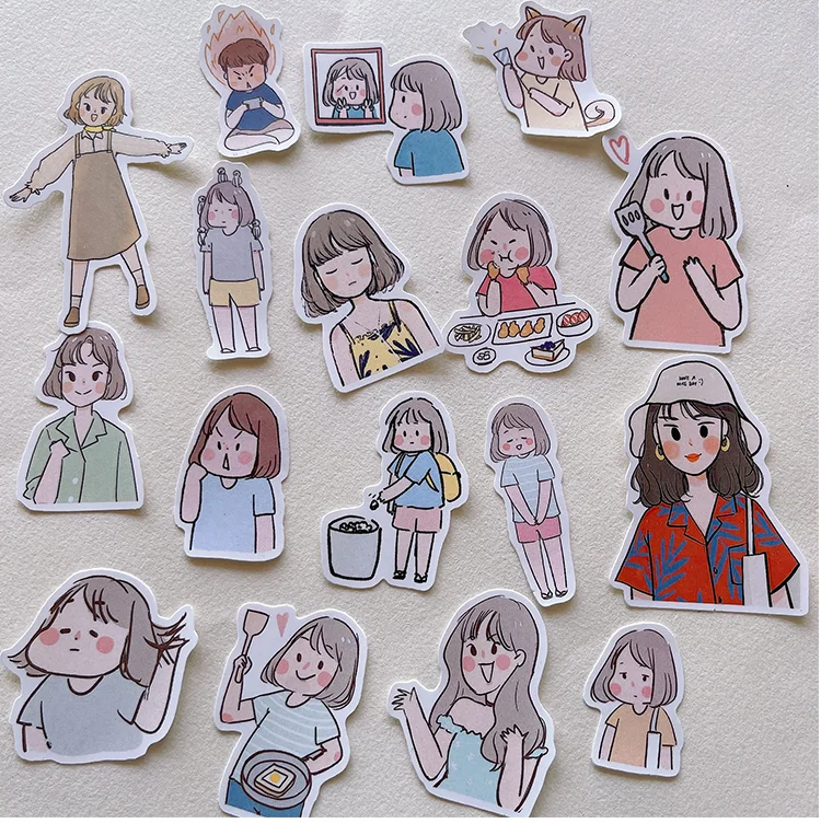 60pcs Korean Ins Hand-painted Stickers For Boys Girls Decorated With Waterproof Small Patterns For Girls' Daily Hand Account