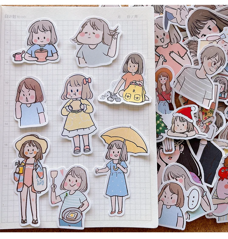 60pcs Korean Ins Hand-painted Stickers For Boys Girls Decorated With Waterproof Small Patterns For Girls' Daily Hand Account