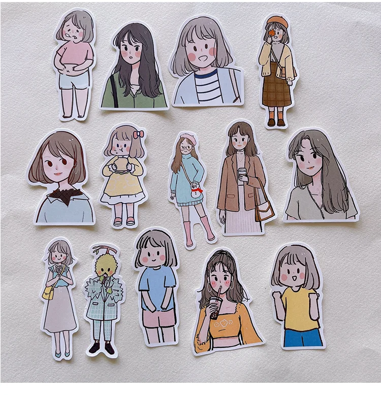 60pcs Korean Ins Hand-painted Stickers For Boys Girls Decorated With Waterproof Small Patterns For Girls' Daily Hand Account