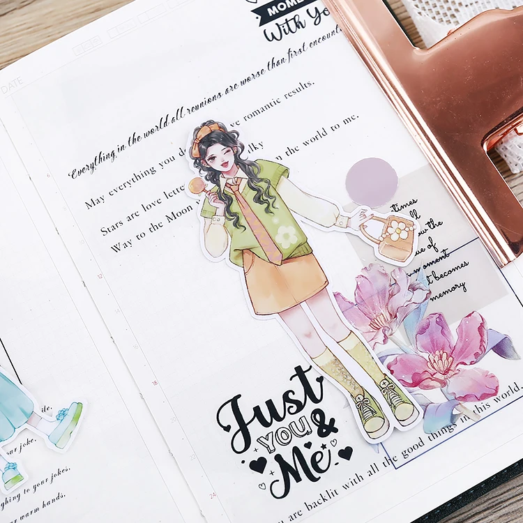 26PCS Girly Stickers: Sweet and Cute Characters for Journaling, Scrapbooking and DIY Crafts stationary planner