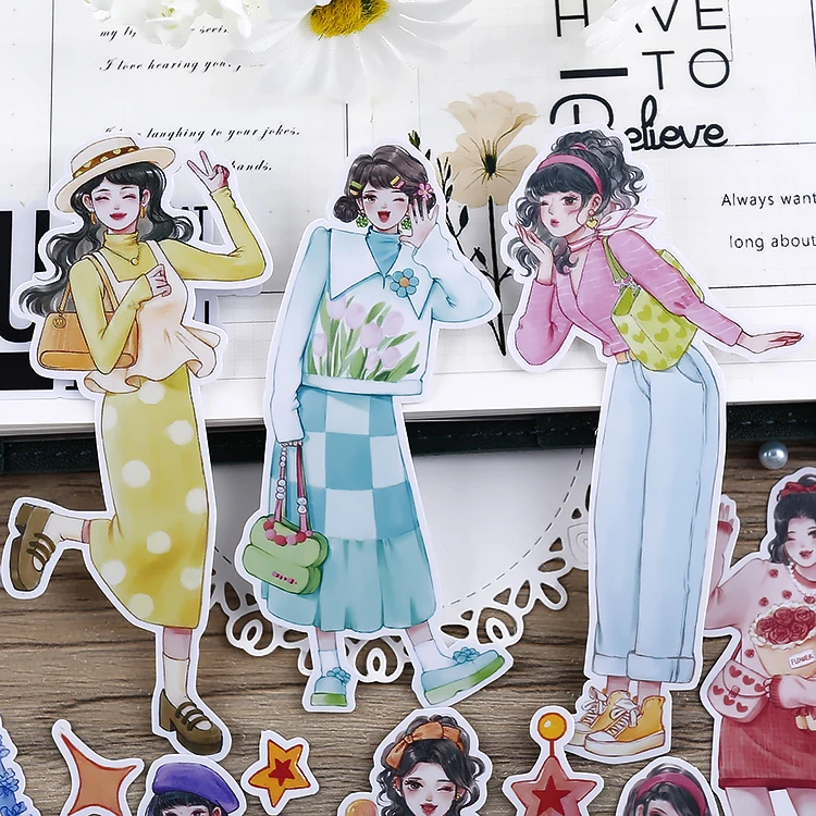 26PCS Girly Stickers: Sweet and Cute Characters for Journaling, Scrapbooking and DIY Crafts stationary planner
