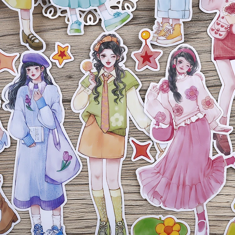 26PCS Girly Stickers: Sweet and Cute Characters for Journaling, Scrapbooking and DIY Crafts stationary planner