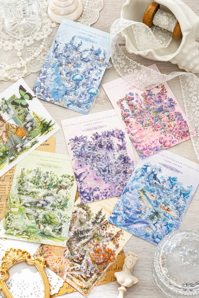 30pcs/1lot Kawaii Stationery Stickers natural corners Diary Decorative Mobile Stickers Scrapbooking DIY Craft Stickers
