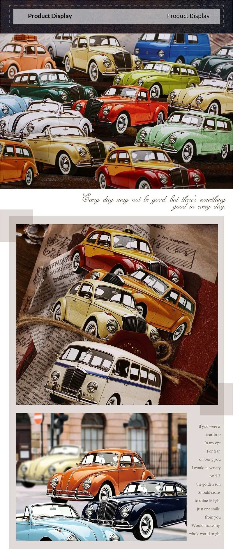 JIANWU Vintage Car Landscape Material Collage Scrapbooking Sticker Creative DIY Journal Stationery
