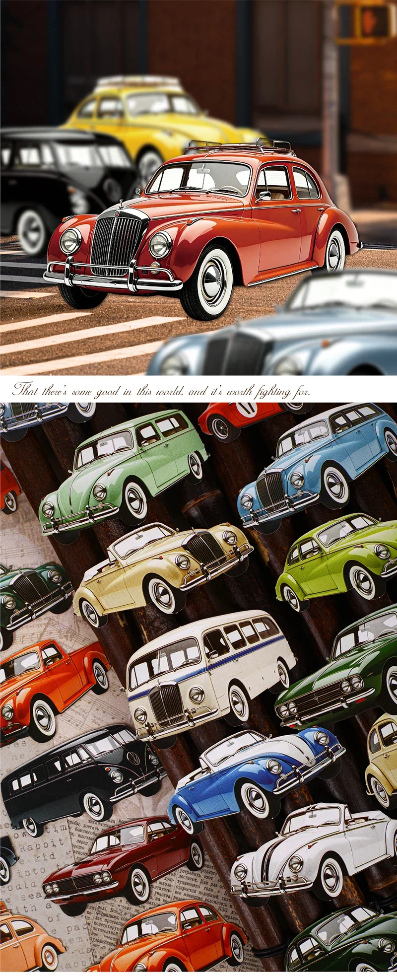 JIANWU Vintage Car Landscape Material Collage Scrapbooking Sticker Creative DIY Journal Stationery