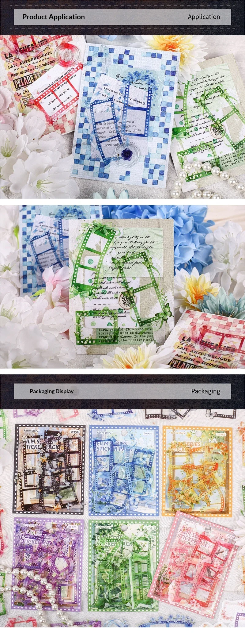 JIANWU Vintage Flower Butterfly Film Border Landscape Material Collage Scrapbooking PET Sticker Creative DIY Journal Stationery