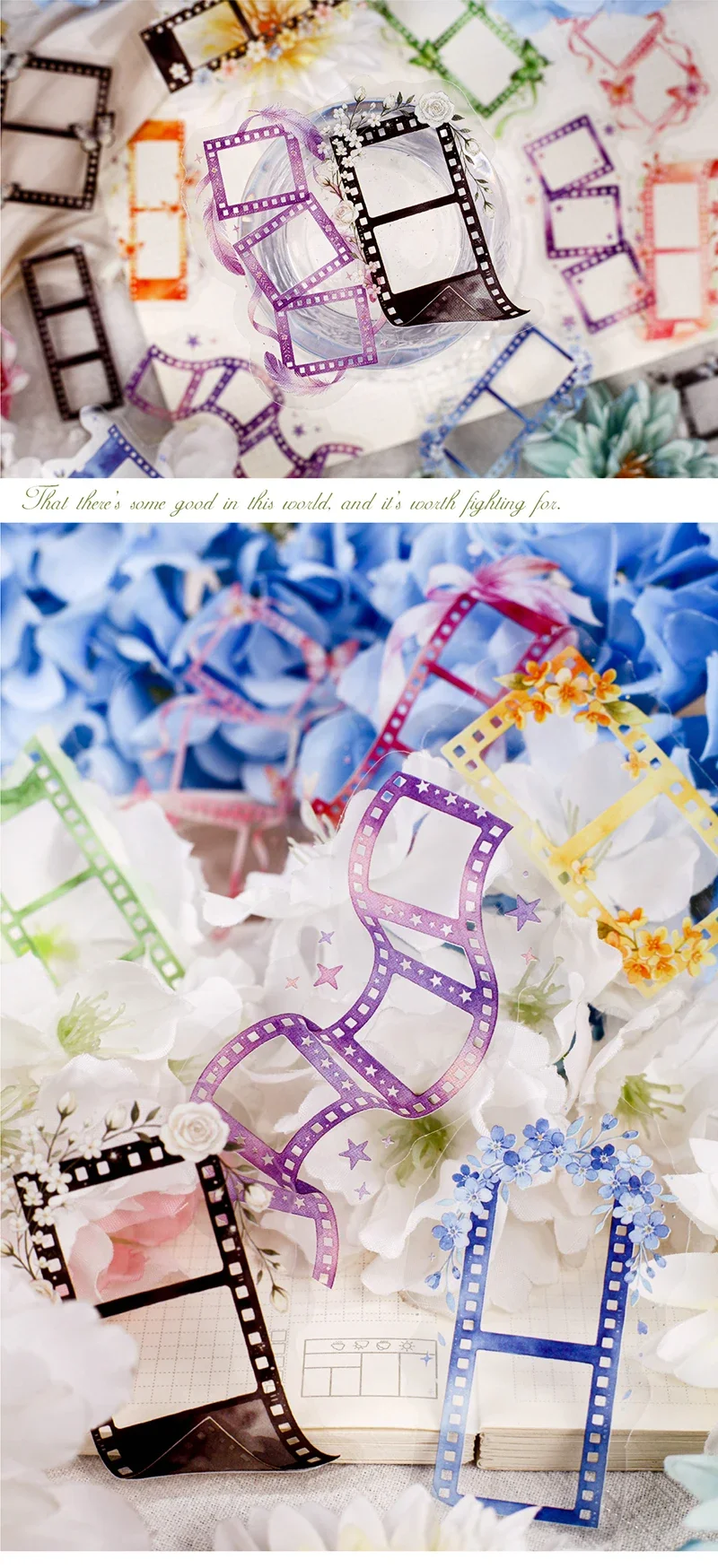 JIANWU Vintage Flower Butterfly Film Border Landscape Material Collage Scrapbooking PET Sticker Creative DIY Journal Stationery