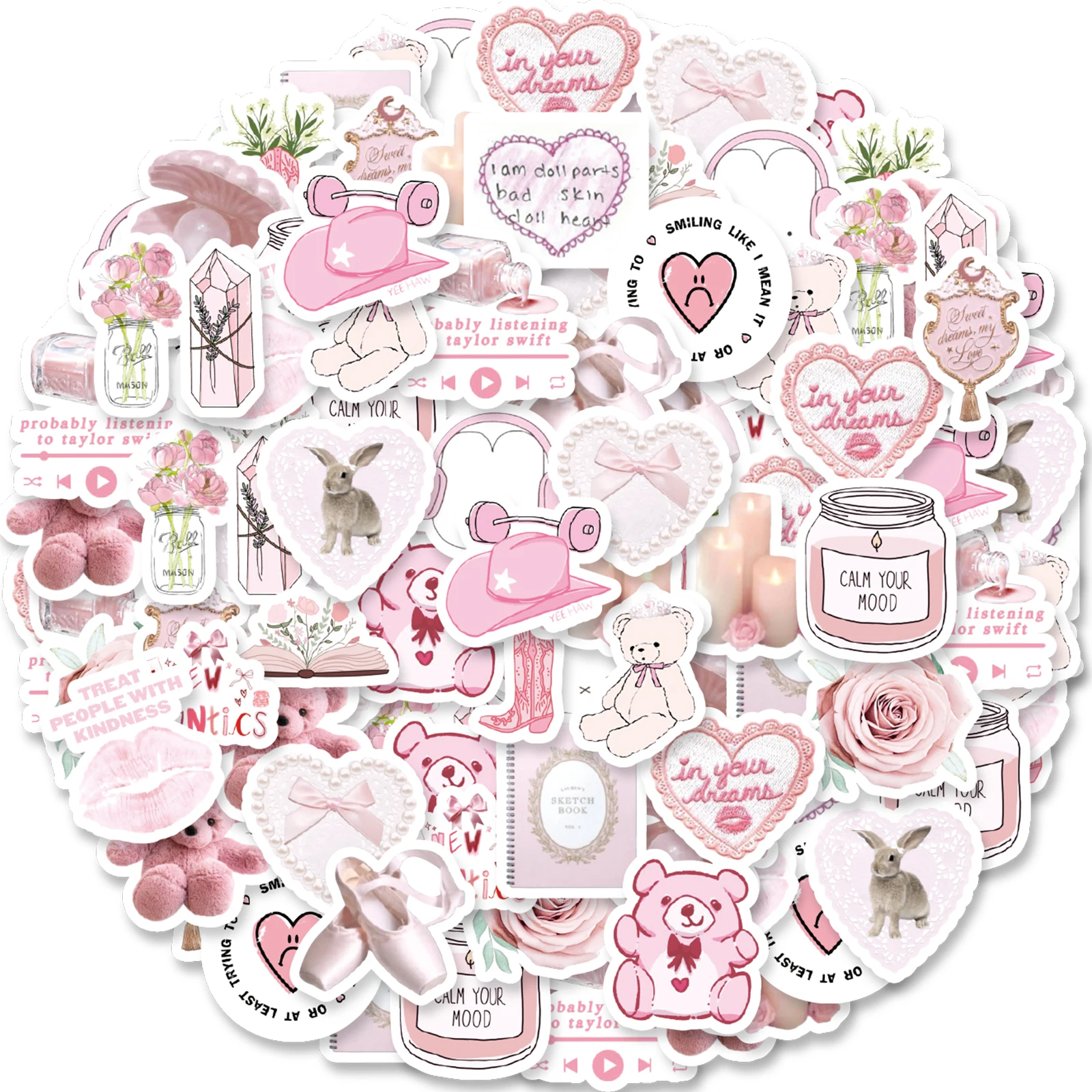 46pcs Valentine's Day Theme Pattern Stickers, Suitable for Valentine Parties, Photo Albums, Notebooks, Phone Cases, Water Bottle