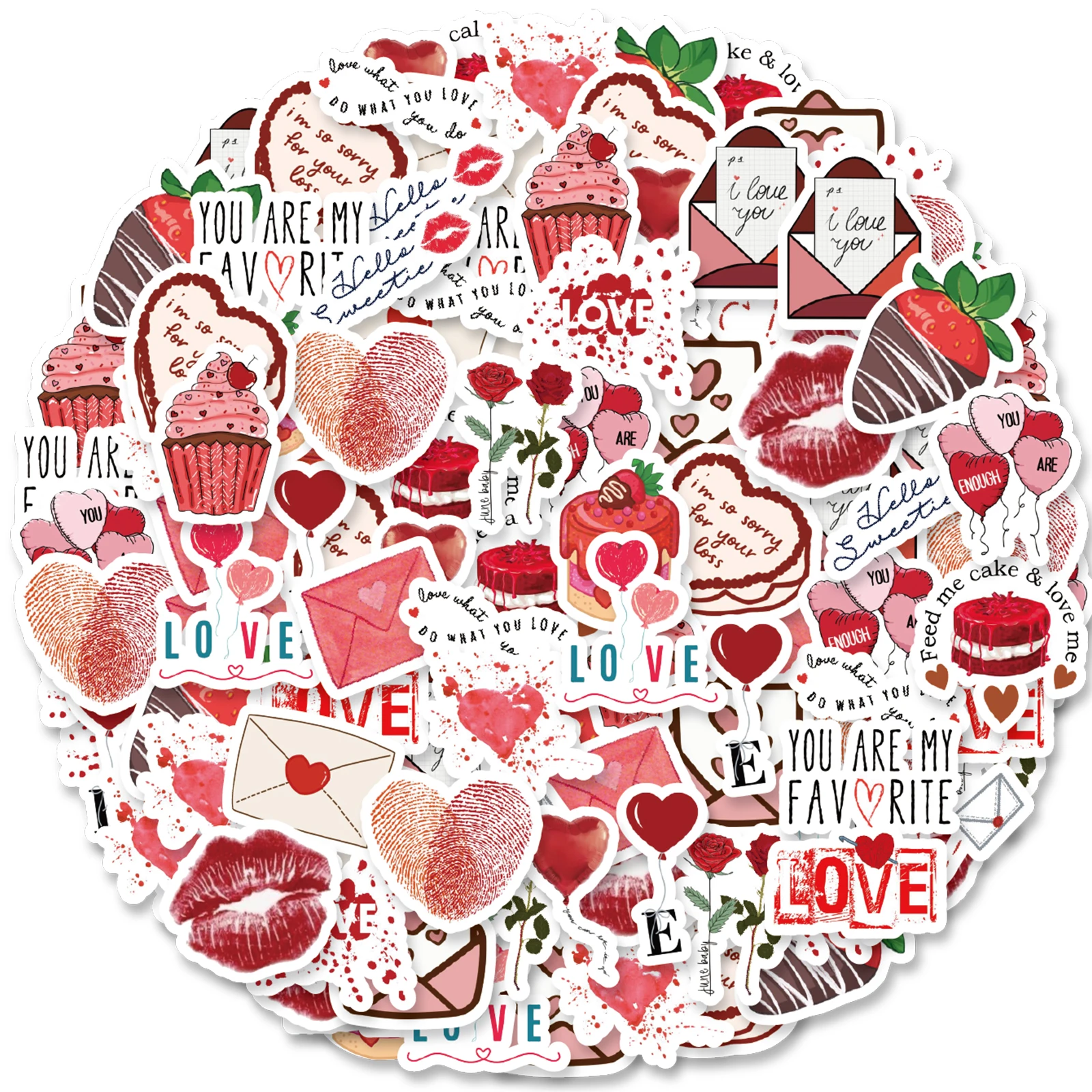 46pcs Valentine's Day Theme Pattern Stickers, Suitable for Valentine Parties, Photo Albums, Notebooks, Phone Cases, Water Bottle