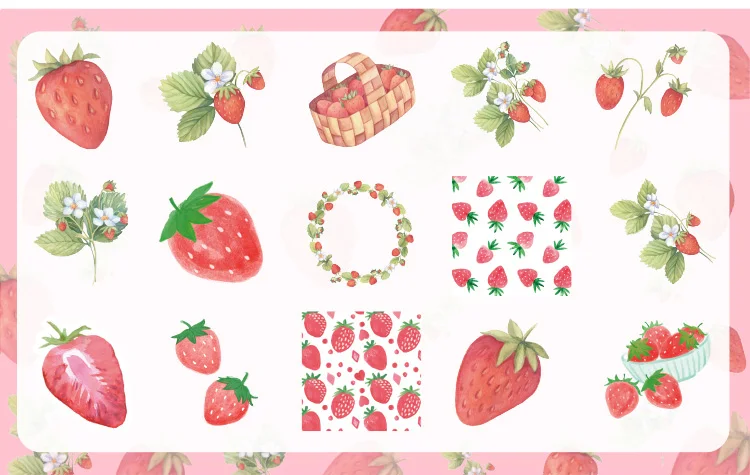 45 Pcs/box Strawberry Cheese Delicacy Food Journal Decorative Stationery Stickers Scrapbooking DIY Diary Album Stick Lable