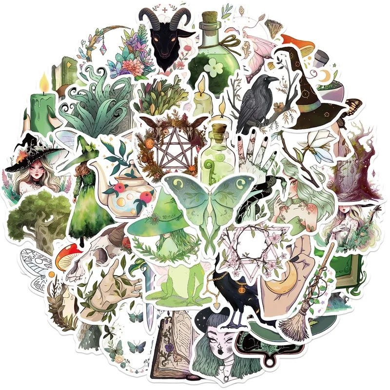 10/30/50PCS Kawaii Forest Witch Decoration Scrapbooking PVC Sticker Aesthetic Korean Stationery School Supplies