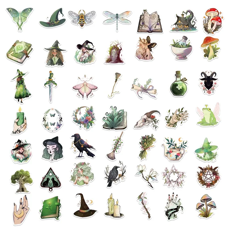 10/30/50PCS Kawaii Forest Witch Decoration Scrapbooking PVC Sticker Aesthetic Korean Stationery School Supplies