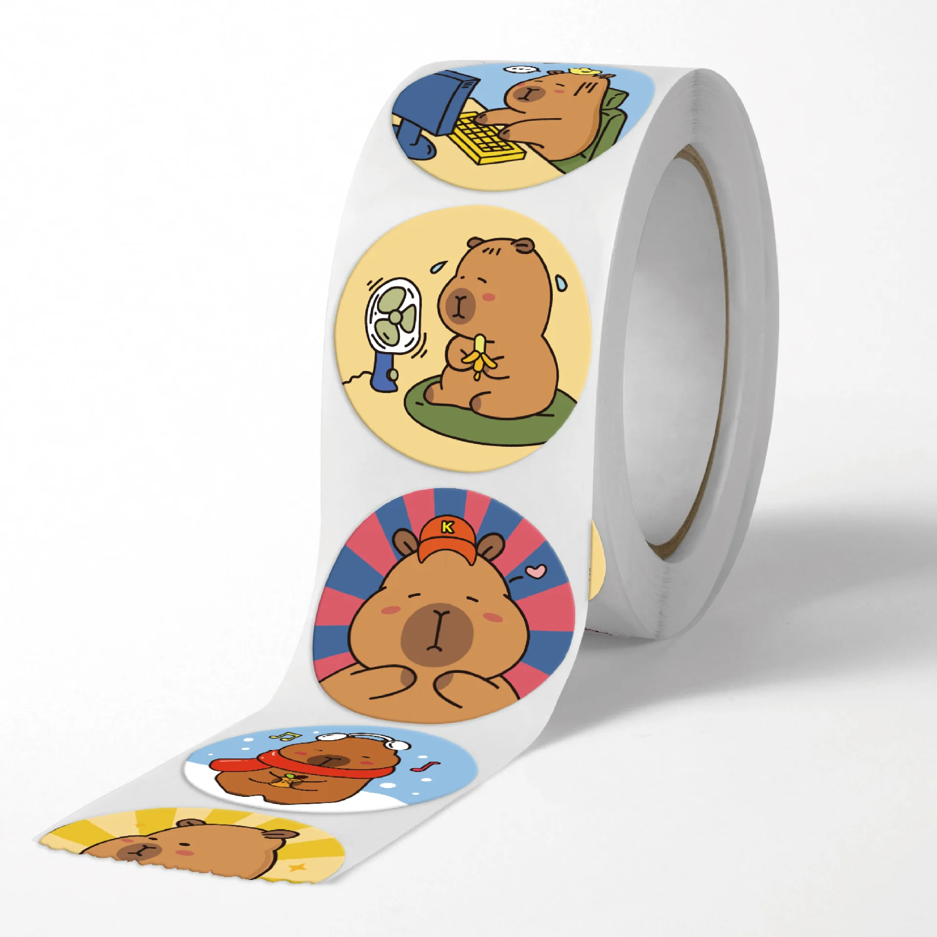 500Pcs Capybara Stickers Roll 1'' Cute Animal Stickers for Kids Stickers,Teacher Reward Supplies Colorful Stickers for Classroom