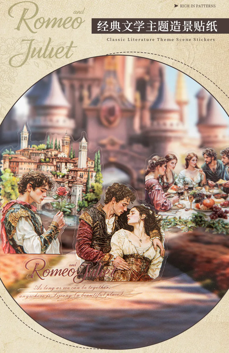 1pack/3pack Literary Story Series Classic Novel Scenery Stickers 20 Sheets with 6 Styles Perfect for Hand Account Decoration