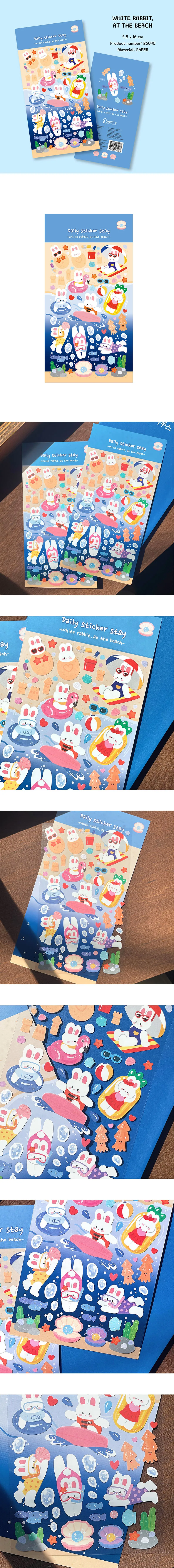 Korean Import Original BONITO Kawaii Rabbit In The Beach Paper Stickers Scrapbooking Diy Journal Stationery Sticker Gift