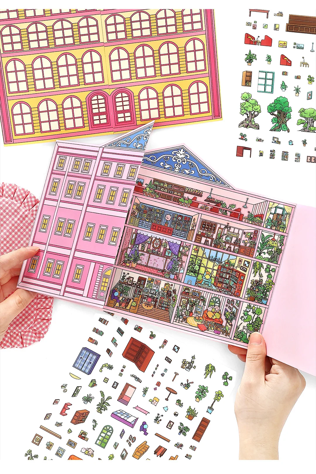 Kawaii 3D Cartoon Doll Apartment Miniature Scene Stickers DIY Pocket House Stacking Game Stickers Children's Festival Gifts