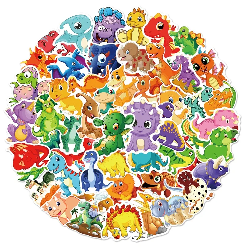10/30/60PCS Cartoon Dinosaur Sticker Aesthetic PVC Korean Stationery School Supplies Decoration Scrapbooking