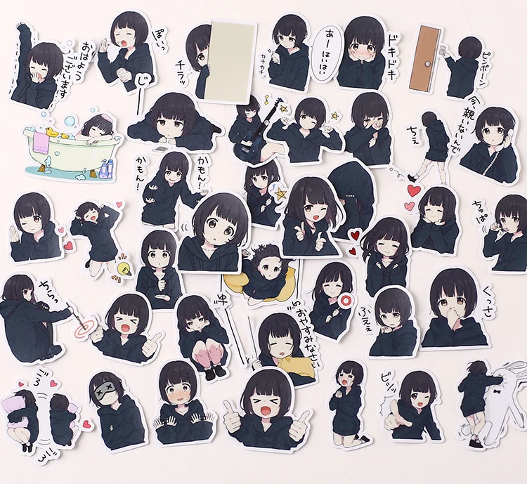 39pcs Cute Menhera-chan Kids Fun Paper Stickers Homemade Bookkeeping Decals On Laptop / Decorative Scrapbooking / DIY