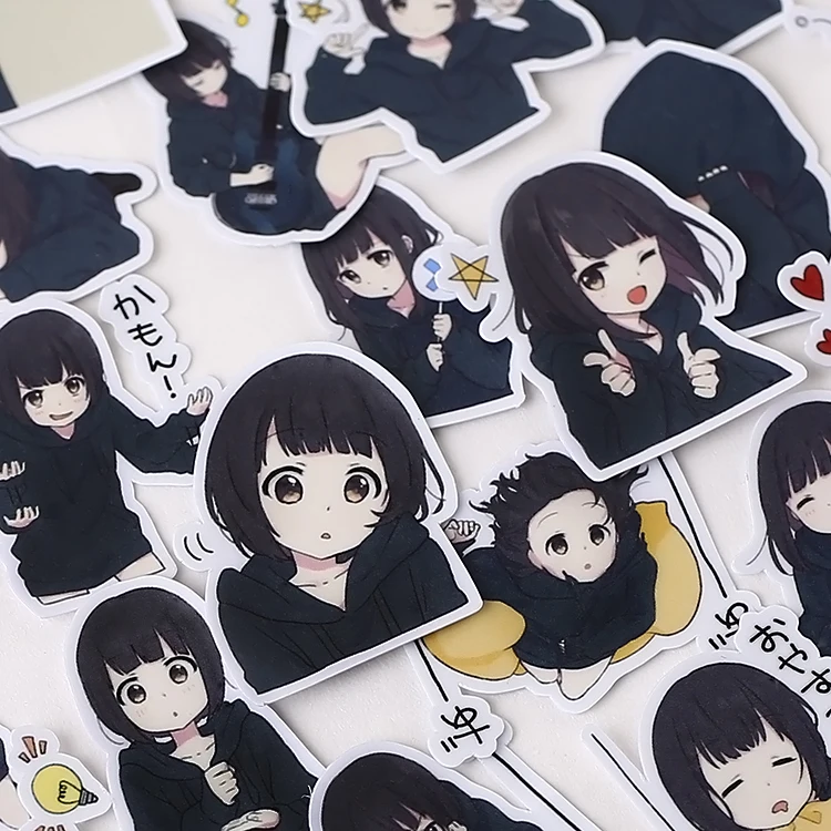 39pcs Cute Menhera-chan Kids Fun Paper Stickers Homemade Bookkeeping Decals On Laptop / Decorative Scrapbooking / DIY