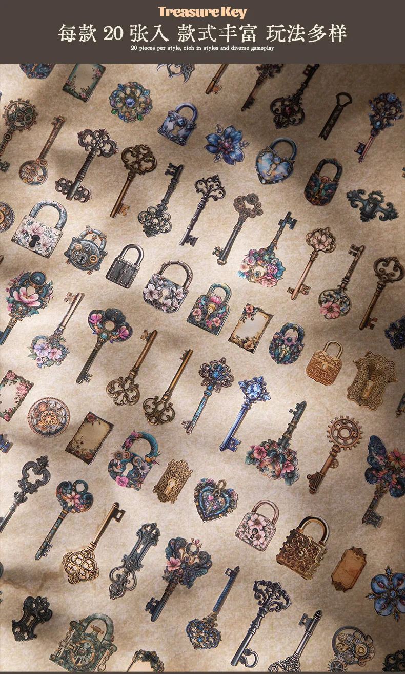 20pcs/1lot Kawaii Stationery Stickers The Lost Key Diary Diary Decorative Mobile Stickers Scrapbooking DIY Craft Stickers