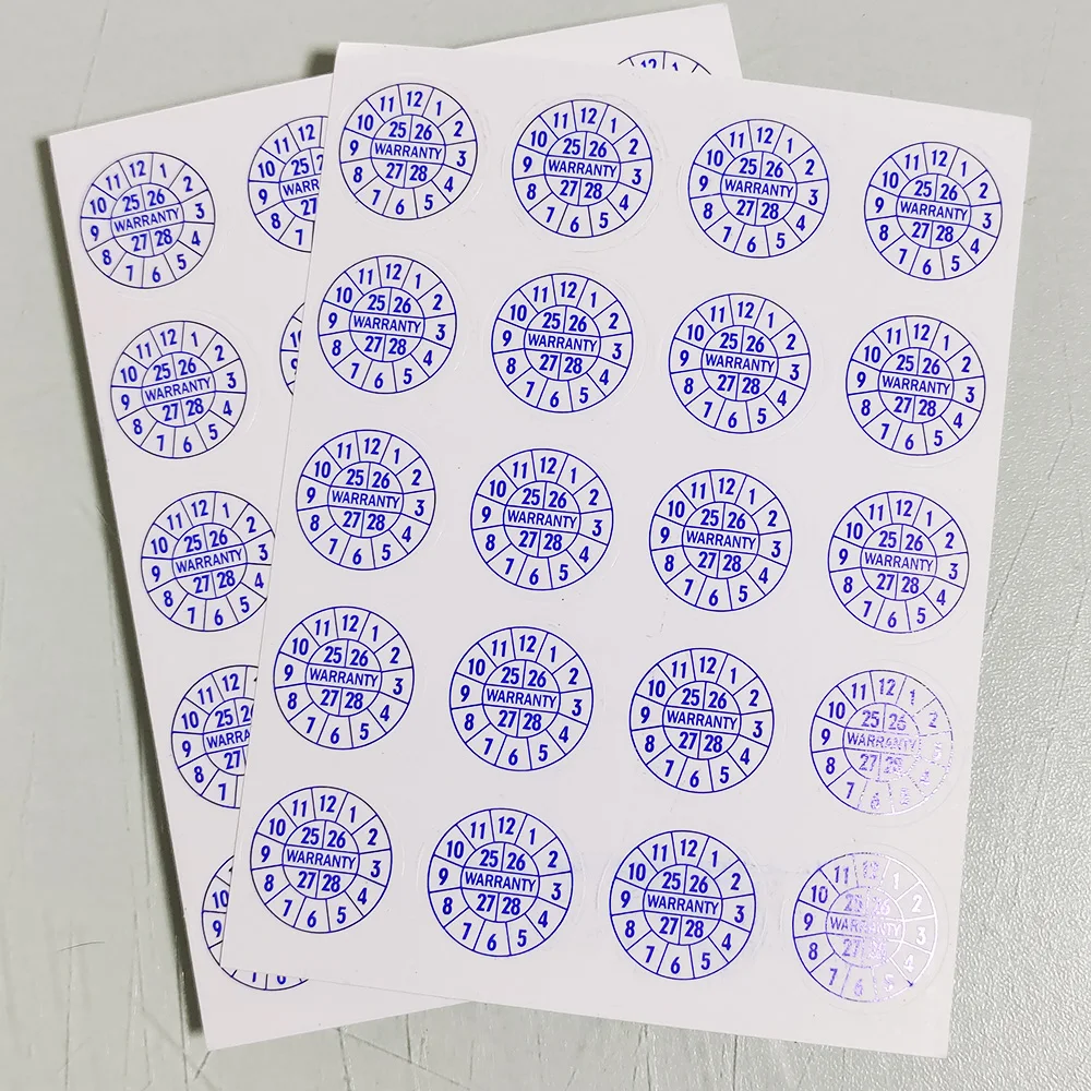 100pcs 20mm Expire Date Sticker Brittle Paper Warranty Void Label Repair Guanantee Valid Year Month Tamper Evident Security Seal
