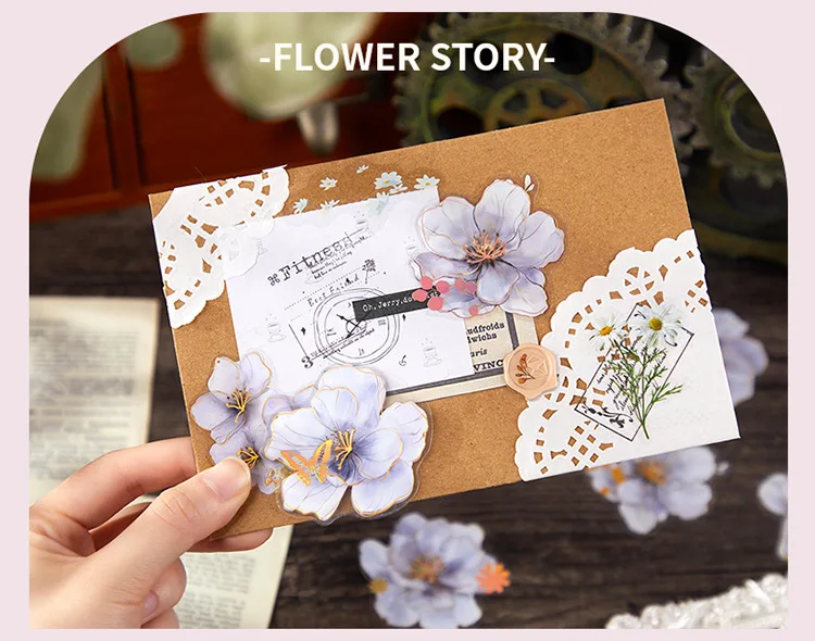 20pcs/lot Kawaii Scrapbook Stickers Misty Misty Flowers DIY Journaling Scrapbooking Supplies Decorative Stationery Sticker