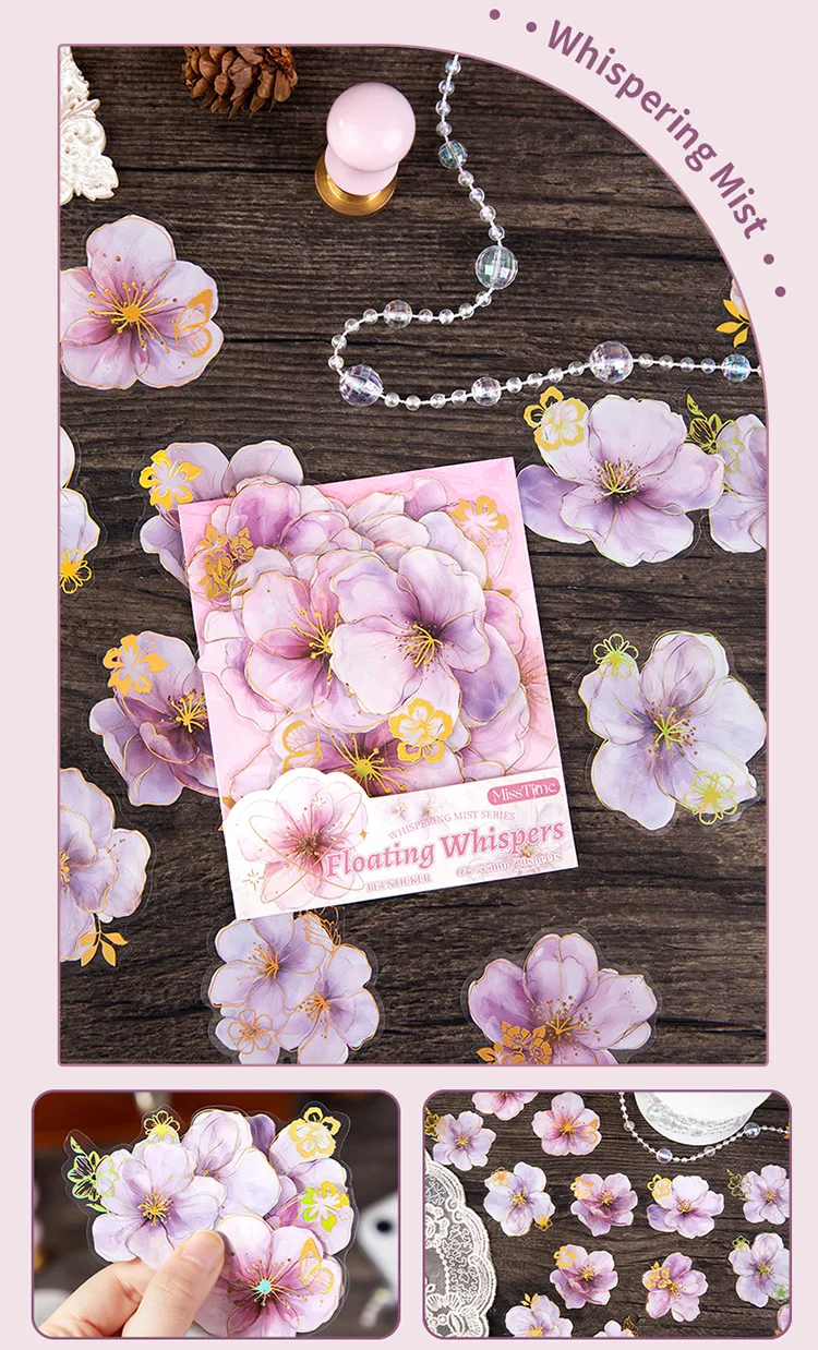 20pcs/lot Kawaii Scrapbook Stickers Misty Misty Flowers DIY Journaling Scrapbooking Supplies Decorative Stationery Sticker