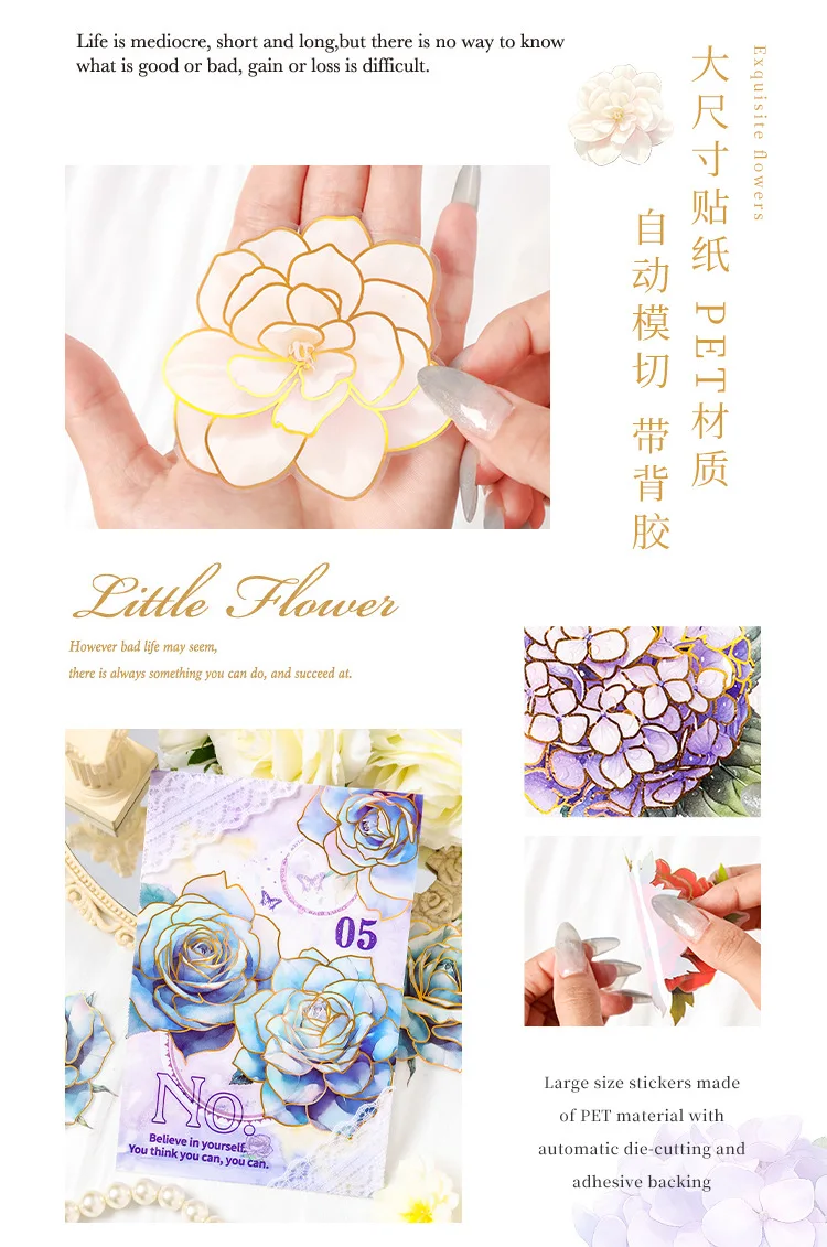 10pcs/lot Kawaii Stationery Stickers Flower Story Junk journaling stickers Planner Decorative Scrapbooking