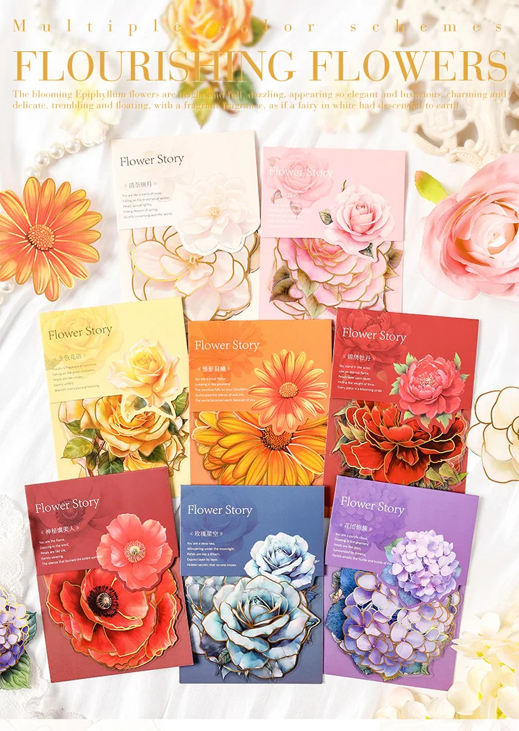 10pcs/lot Kawaii Stationery Stickers Flower Story Junk journaling stickers Planner Decorative Scrapbooking