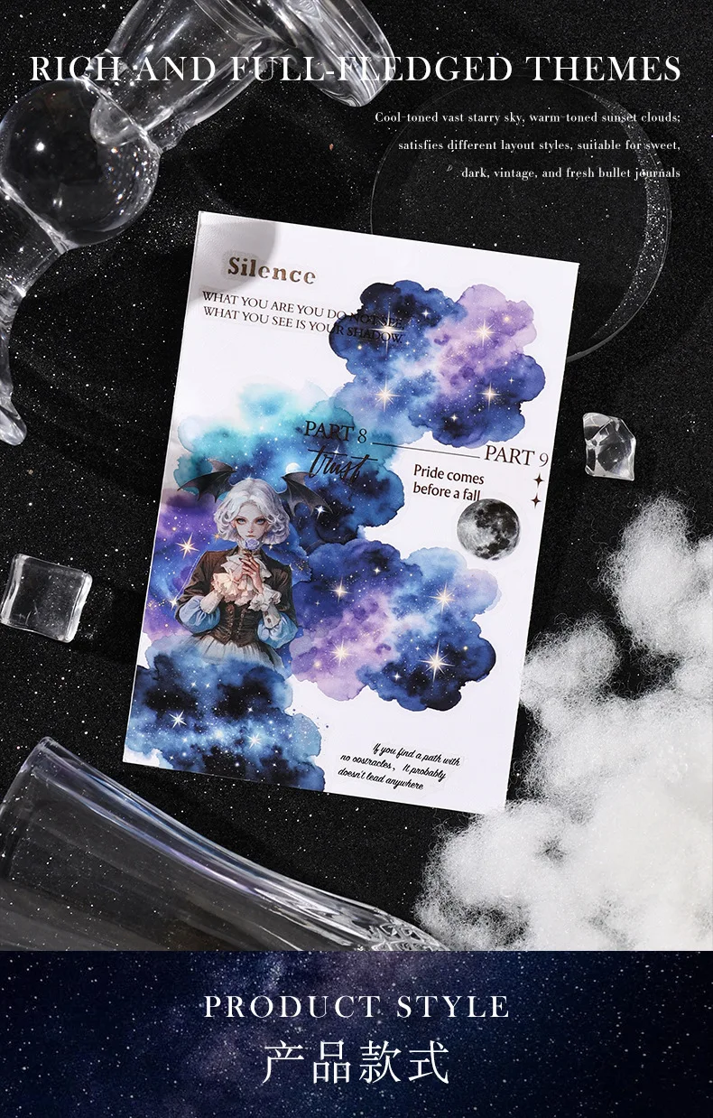 20pcs/1lot Kawaii Scrapbook Sticker Stellar Chronicles Scrapbooking Supplies Planner Decorative Stationery Sticker