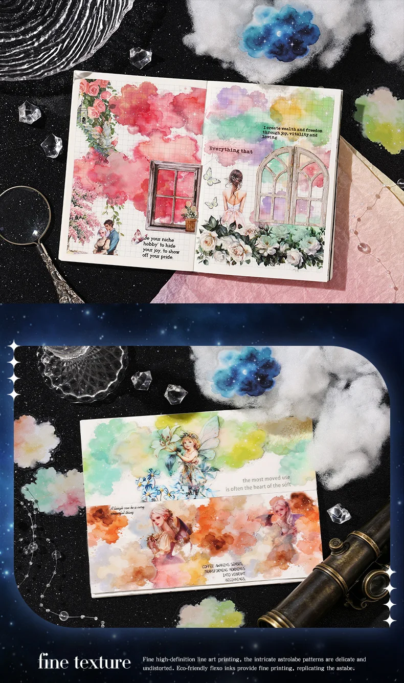 20pcs/1lot Kawaii Scrapbook Sticker Stellar Chronicles Scrapbooking Supplies Planner Decorative Stationery Sticker