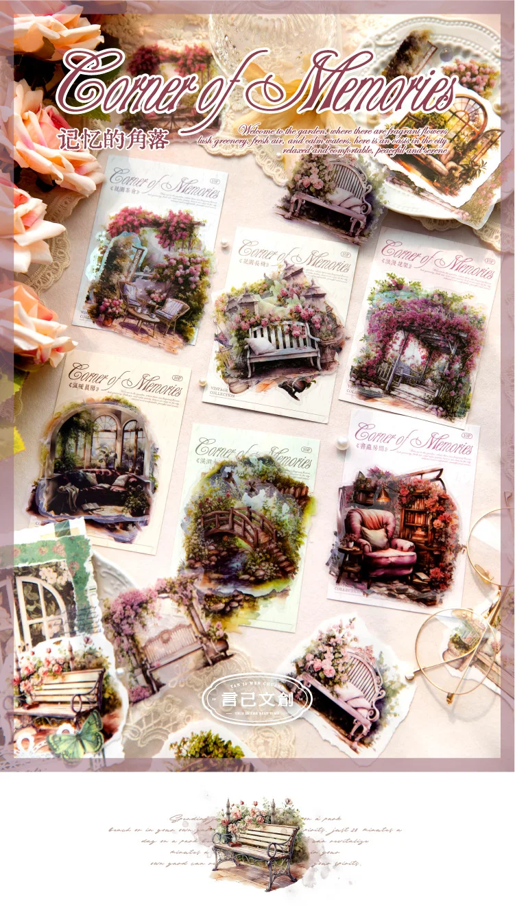 10pcs/1lot Kawaii Scrapbook Sticker corner of the garden Scrapbooking Supplies Planner Decorative Craft Stationery Sticker