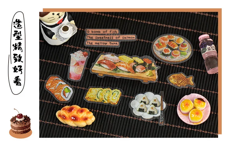 20sheets Kawaii Japanese Cuisine Style Die Cut Sticker Book DIY Diary Phone Case Scrapbook Cute Stationery Stickers