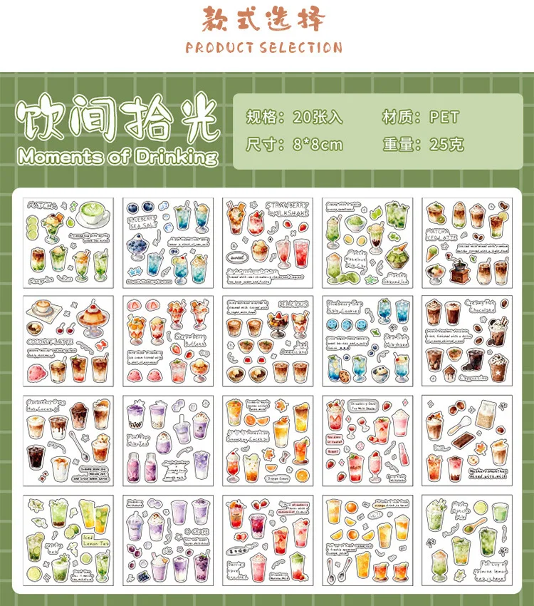 20sheets Kawaii Japanese Cuisine Style Die Cut Sticker Book DIY Diary Phone Case Scrapbook Cute Stationery Stickers