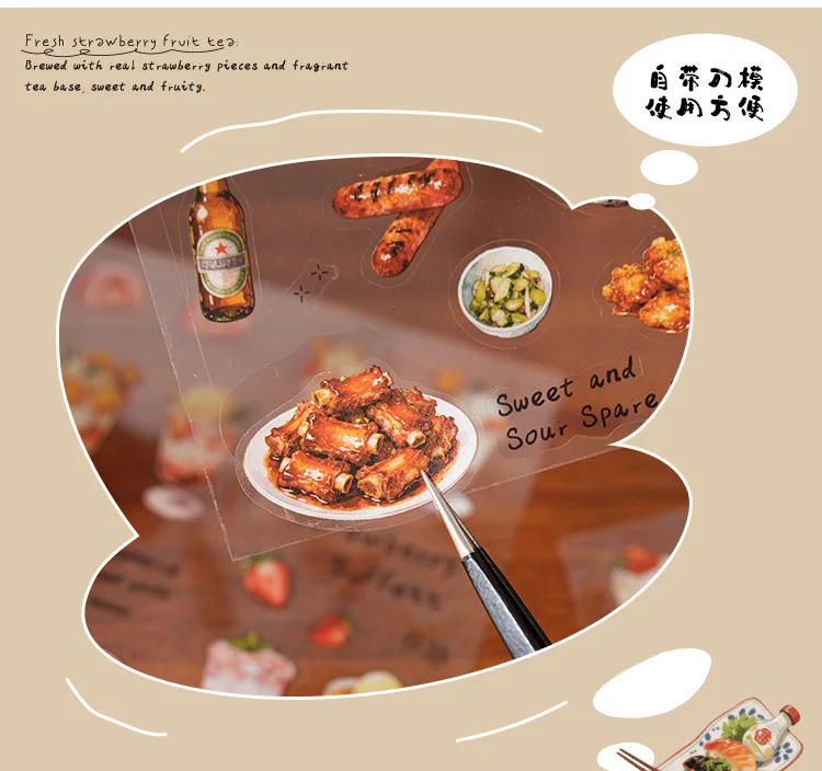 20sheets Kawaii Japanese Cuisine Style Die Cut Sticker Book DIY Diary Phone Case Scrapbook Cute Stationery Stickers