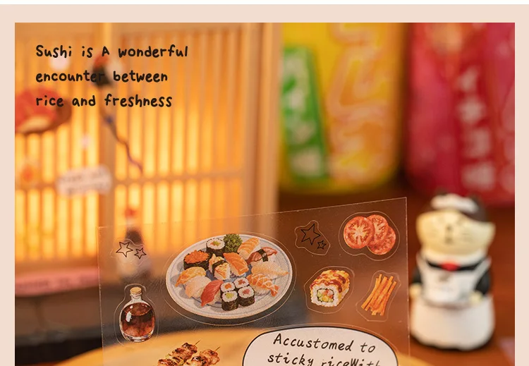 20sheets Kawaii Japanese Cuisine Style Die Cut Sticker Book DIY Diary Phone Case Scrapbook Cute Stationery Stickers