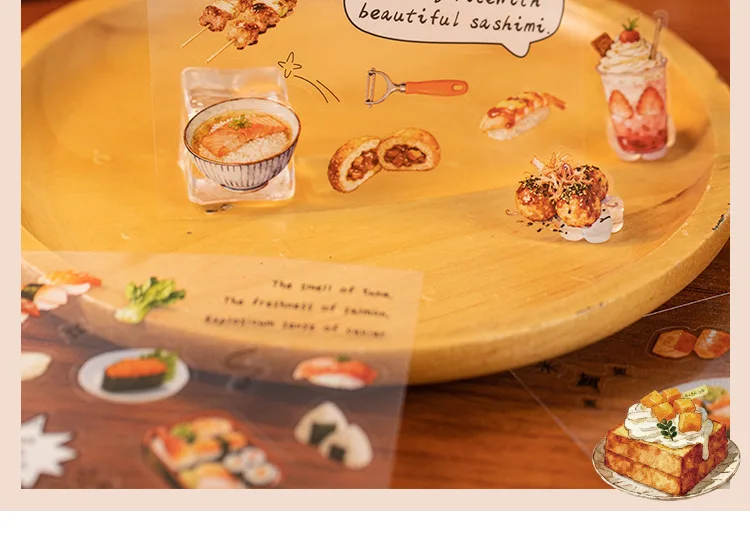 20sheets Kawaii Japanese Cuisine Style Die Cut Sticker Book DIY Diary Phone Case Scrapbook Cute Stationery Stickers