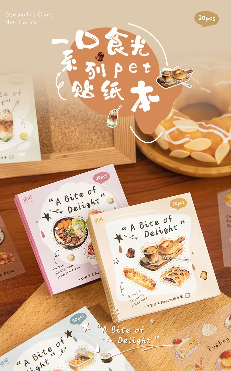 20sheets Kawaii Japanese Cuisine Style Die Cut Sticker Book DIY Diary Phone Case Scrapbook Cute Stationery Stickers