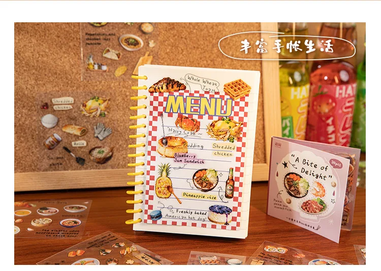 20sheets Kawaii Japanese Cuisine Style Die Cut Sticker Book DIY Diary Phone Case Scrapbook Cute Stationery Stickers