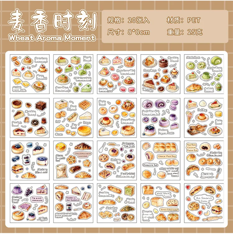 20sheets Kawaii Japanese Cuisine Style Die Cut Sticker Book DIY Diary Phone Case Scrapbook Cute Stationery Stickers