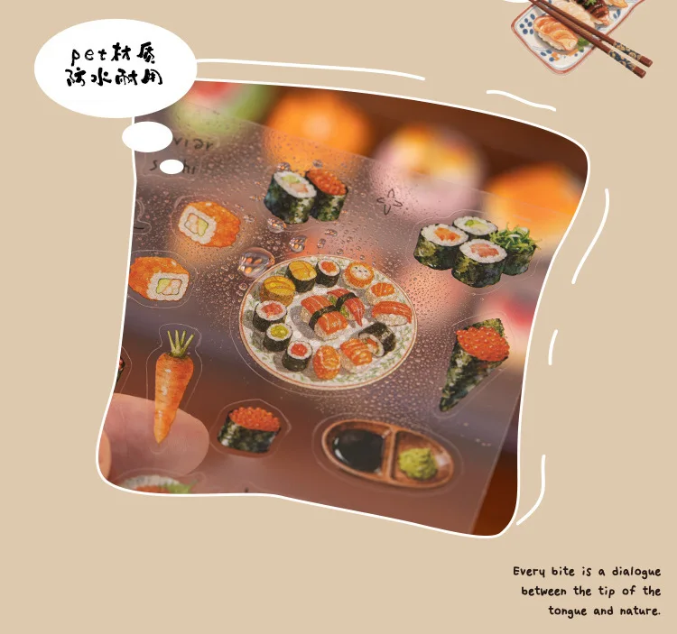 20sheets Kawaii Japanese Cuisine Style Die Cut Sticker Book DIY Diary Phone Case Scrapbook Cute Stationery Stickers