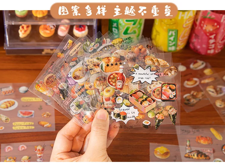 20sheets Kawaii Japanese Cuisine Style Die Cut Sticker Book DIY Diary Phone Case Scrapbook Cute Stationery Stickers