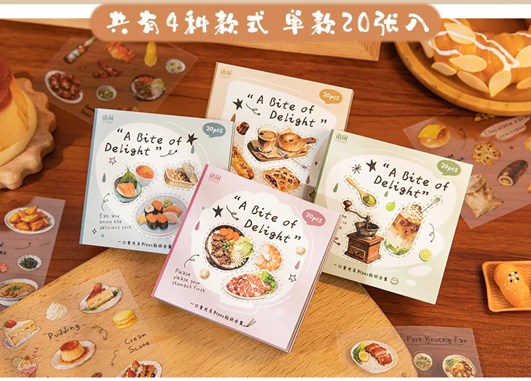 20sheets Kawaii Japanese Cuisine Style Die Cut Sticker Book DIY Diary Phone Case Scrapbook Cute Stationery Stickers