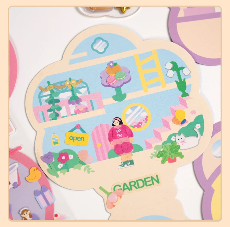 3pcs/6pcs Colorful My Room Miniature Scene Landscaping Stickers Scrapbook Decor Stationery DIY Journaling Stickers School Office
